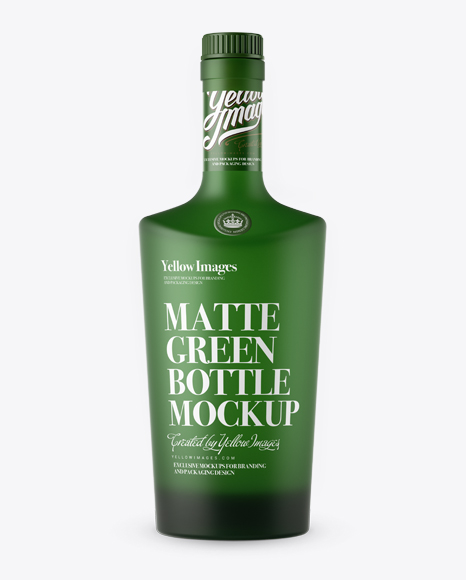 Download Matte Green Glass Bottle W Bung Mockup Front View Packaging Mockups Mockups Meaning In Hindi PSD Mockup Templates