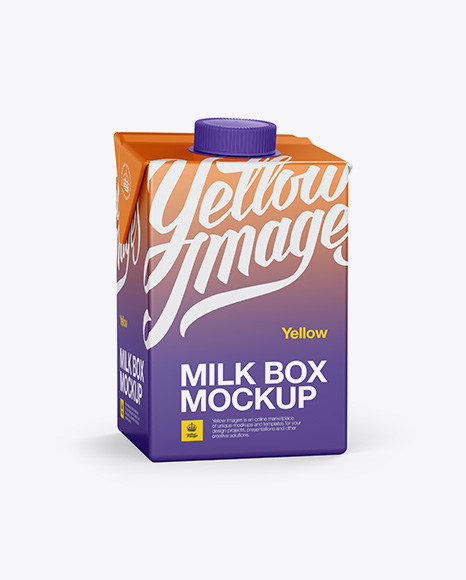 200ml Milk Carton Mockup in Box Mockups on Yellow Images ...