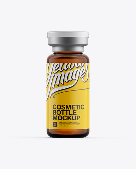 Amber Glass Cosmetic Bottle W/ Flip-Off Cap Mockup Amber Glass Cosmetic Bottle W/ Flip-Off Cap Mockup