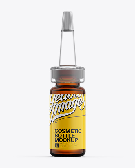 Amber Glass Cosmetic Bottle W/ Dropper Mockup Amber Glass Cosmetic Bottle W/ Dropper Mockup