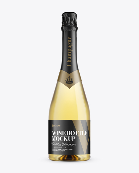 Download Green Glass Champagne Bottle Mockup - Clear Glass White Wine Bottle Mockup - Clear Glass ...