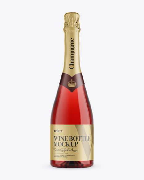 Free Red Champagne Bottle HQ Mockup - Front View