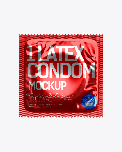 Download Free Square Metallic Condom Sachet PSD Mockup Template