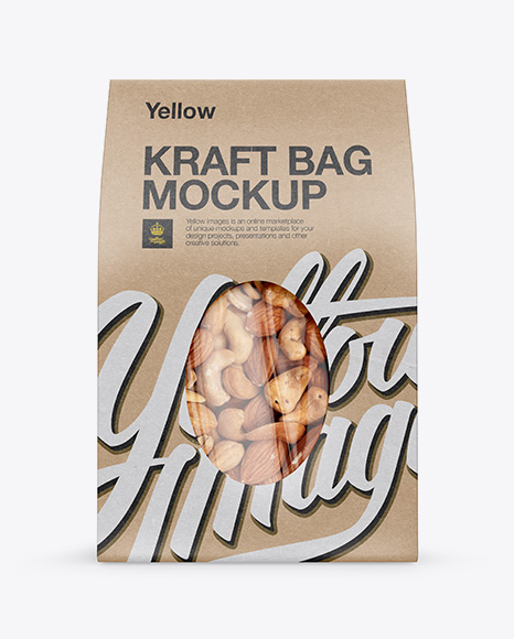 Download Kraft Stand-Up Pouch W/ Nuts Mockup - Front View in Pouch ...