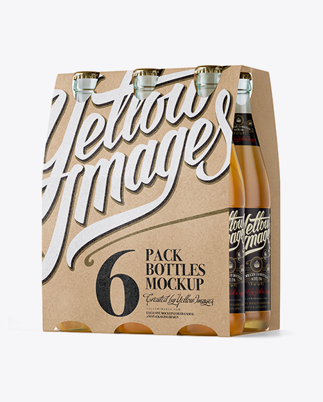 Download Kraft Paper 6 Pack Beer Bottle Carrier Mockup - 3/4 View in Bottle Mockups on Yellow Images ...