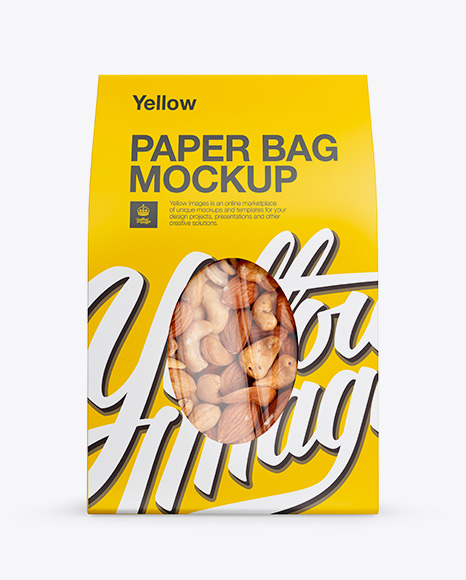 Paper Bag W/ Window Mockup - Front View