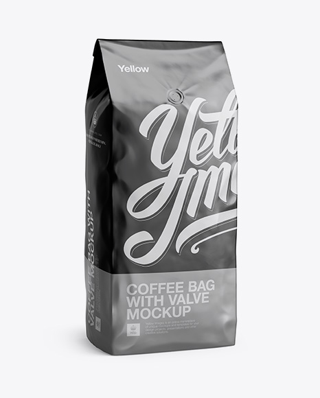 Download 2,5 kg Matte Metallic Coffee Bag With Valve Mockup - Half-Turned View in Bag & Sack Mockups on ...