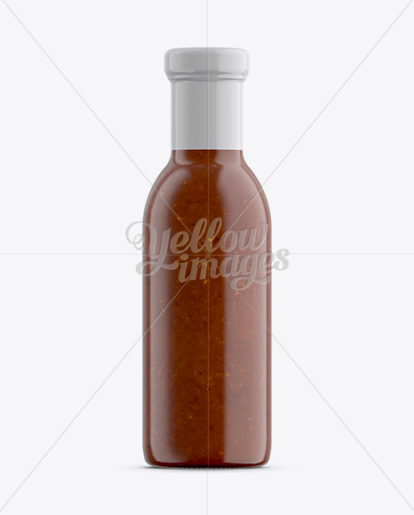 Salsa Sauce Bottle W/ Shrink Band Mockup in Bottle Mockups on Yellow Images Object Mockups