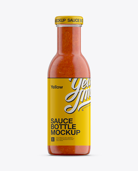 Download Chili Sauce Glass Bottle Mockup in Bottle Mockups on Yellow Images Object Mockups