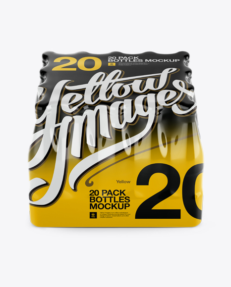 20 Pack Bottles PSD Mockup High-Angle Shot