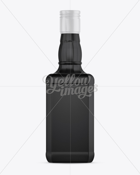 Download Black Matte Liquor Bottle Mockup - Front View in Bottle Mockups on Yellow Images Object Mockups