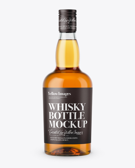 Download Clear Glass Whiskey Bottle Mockup - Front View - All Free PSD Mockup