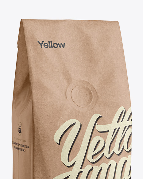 Download 250g Kraft Coffee Bag With Valve Mockup - Half-Turned View ...