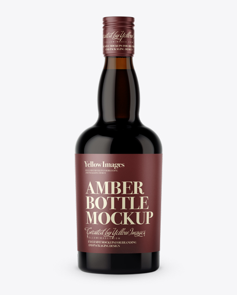 Dark Amber Liquor Bottle Mockup - Front View Dark Amber Liquor Bottle Mockup - Front View