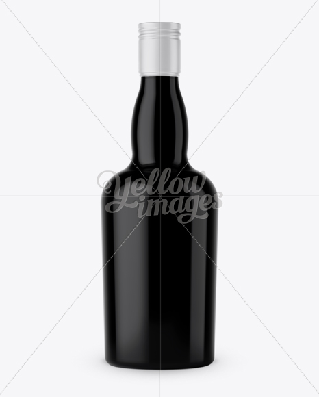 Download Black Glass Liquor Bottle Mockup - Front View in Bottle Mockups on Yellow Images Object Mockups