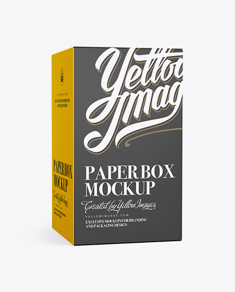 Matte Paper Box PSD Mockup 25° Angle Front View Eye-Level Shot