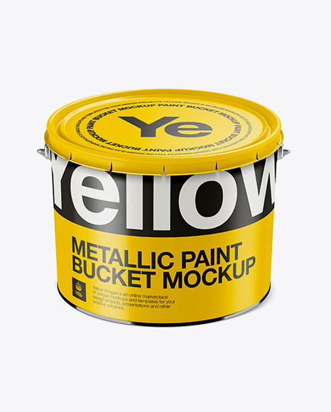 Download Metallic Paint Bucket Psd Mockup High Angle Shot Online Mockups Wireframes Yellowimages Mockups