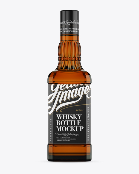 Download Amber Bottle W/ Whiskey Mockup - Front View - Mockup ... Yellowimages Mockups