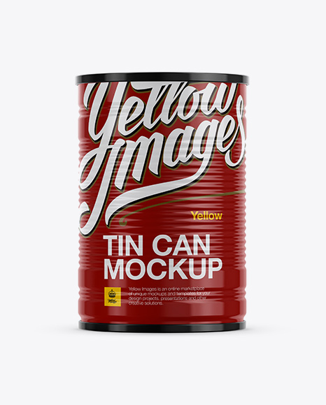 Glossy Tin Can PSD Mockup Eye-Level Shot