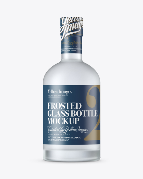 Download Frosted Glass Oslo Plate Bottle w/ Shrink Band Mockup ...