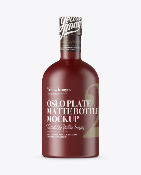 Matte Oslo Plate Bottle with Shrink Band PSD Mockup