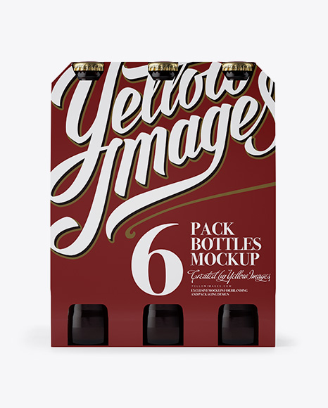 Download White Paper 6 Pack Beer Bottle Carrier Mockup - Front View - Kraft Paper 6 Pack Beer Bottle ...