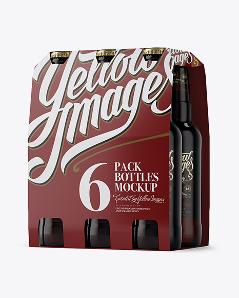 Download Download Psd Mockup 3/4 6 Pack Amber Amber Glass Beer Bottle Bottle Carrier Bottles Cardboard ...