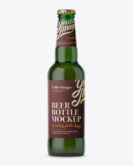 330ml Green Glass Beer Bottle Mockup