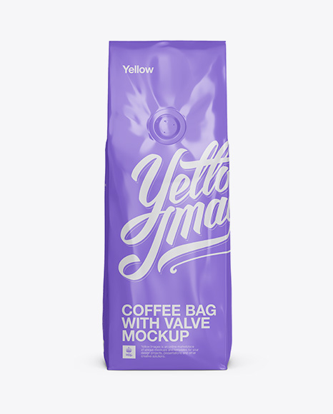 Download 250g Glossy Coffee Bag With Valve Mockup - Front View in ... Yellowimages Mockups