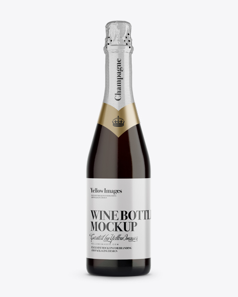 Download Download Dark Amber Champagne Bottle Mockup Front View Object Mockups Best Psd Mockup Templates PSD Mockup Templates