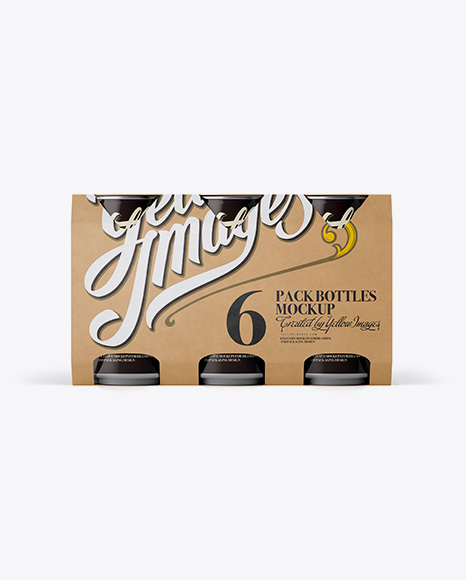 Carton 6 Pack 0.33L Cans Carrier PSD Mockup Front View Eye-Level Shot