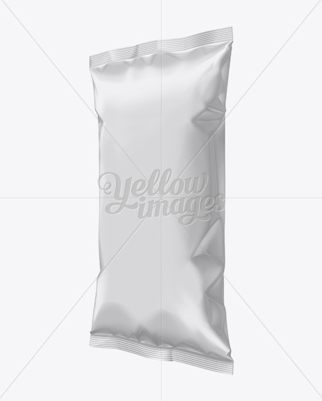 Plastic Snack Package Mockup - Halfside View in Flow-Pack Mockups on Yellow Images Object Mockups