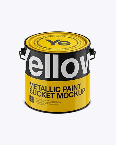 Download 3l Glossy Metallic Paint Bucket Mockup Front View High Angle Shot Packaging Mockups Vector Mockups Free Download PSD Mockup Templates