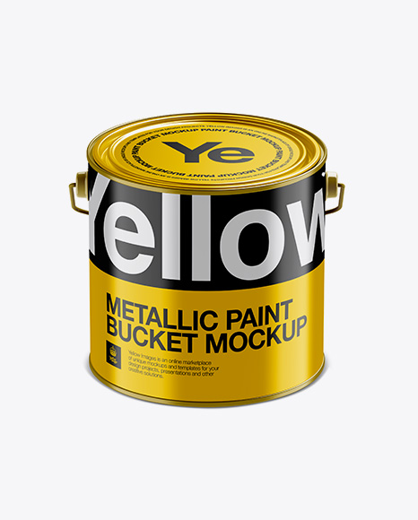 3L Metallic Paint Bucket PSD Mockup Front View High-Angle Shot