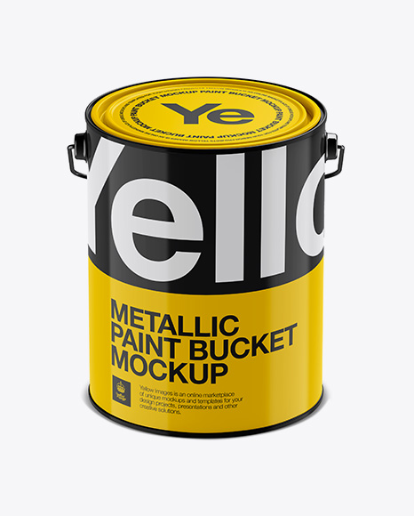 Download 5l Glossy Metallic Paint Bucket Mockup Front View High Angle Shot Packaging Mockups Metal Logo Mockup Template Free Download PSD Mockup Templates