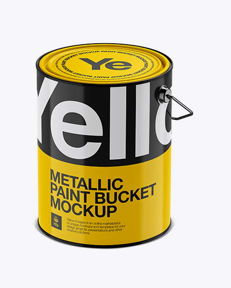 Download 5l Glossy Metallic Paint Bucket Mockup Halfside View High Angle Shot Packaging Mockups Yellowimages Mockups