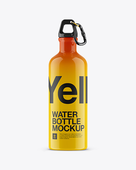 Glossy Water Bottle PSD Mockup Front View