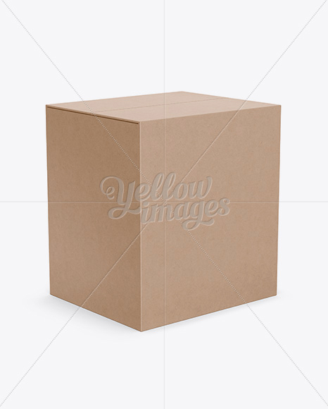 Download Kraft Paper Box Mockup - Half-Side View (High Angle Shot) in Box Mockups on Yellow Images Object ...