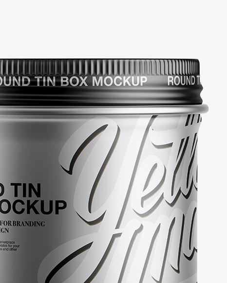 Metallic Round Box Mockup - Front View in Can Mockups on Yellow Images Object Mockups