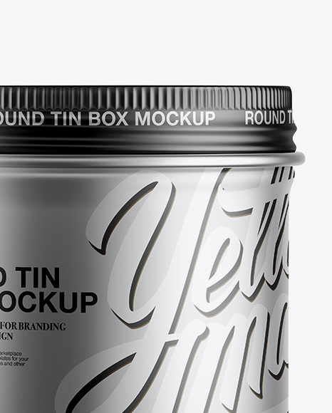 Download Metallic Round Box Mockup - Front View in Can Mockups on Yellow Images Object Mockups