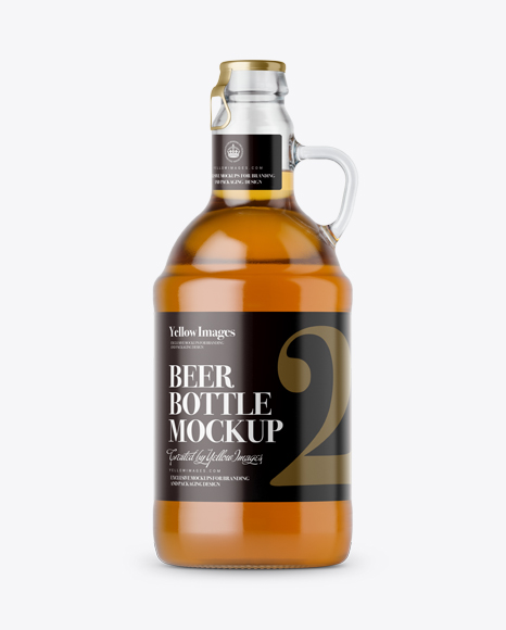 Clear Glass Beer Bottle w/ Handle Mockup Packaging Mockups