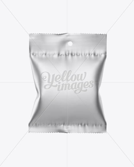 Download Matte Metallic Snack Package Mockup - Front View in Flow-Pack Mockups on Yellow Images Object ...