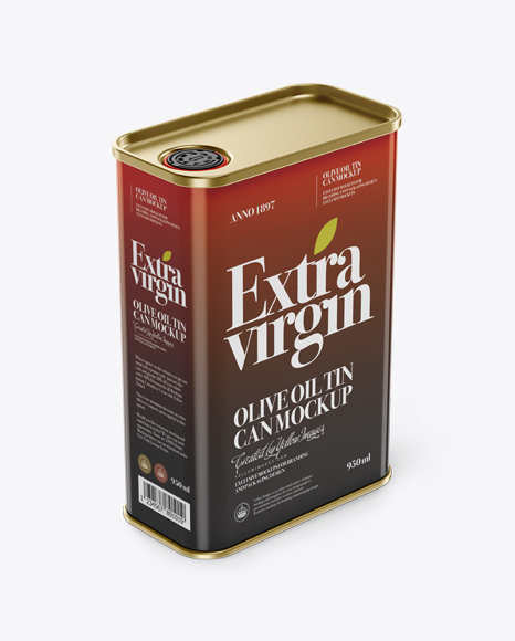 Download Olive Oil Tin Can Mockup - Halfside View - All Free PSD Mockup