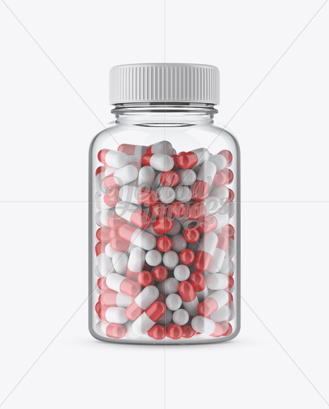 Download Clear Bottle With Capsules Mockup in Bottle Mockups on ...