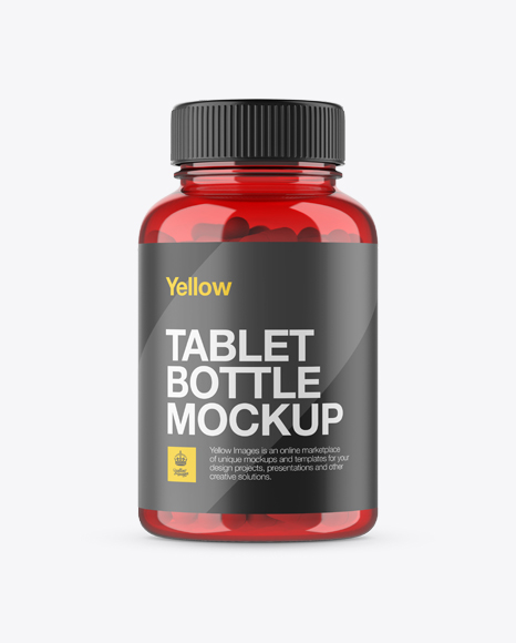 Red Bottle With Capsules PSD Mockup