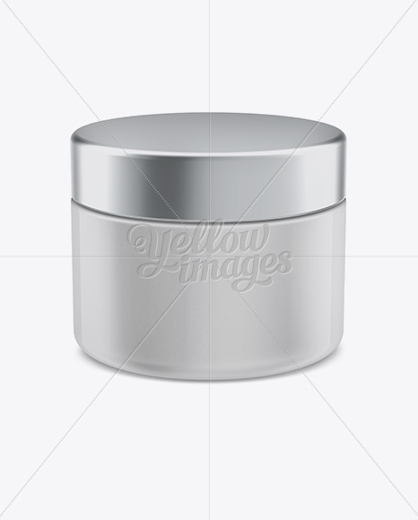 250ml Plastic Cosmetic Jar w/ Silver Matte Cap Mockup (High-Angle Shot) in Jar Mockups on Yellow ...