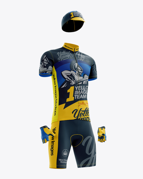 Download Men's Full Cycling Kit Mockup (Hero Shot) in Apparel Mockups on Yellow Images Object Mockups