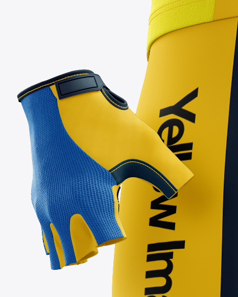 Men’s Full Cycling Kit Mockup (Hero Shot) in Apparel Mockups on Yellow