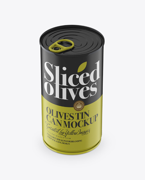 Olives Tin PSD Mockup High-Angle Shot