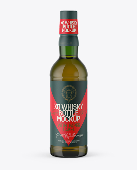 Green Glass Whiskey Bottle PSD Mockup